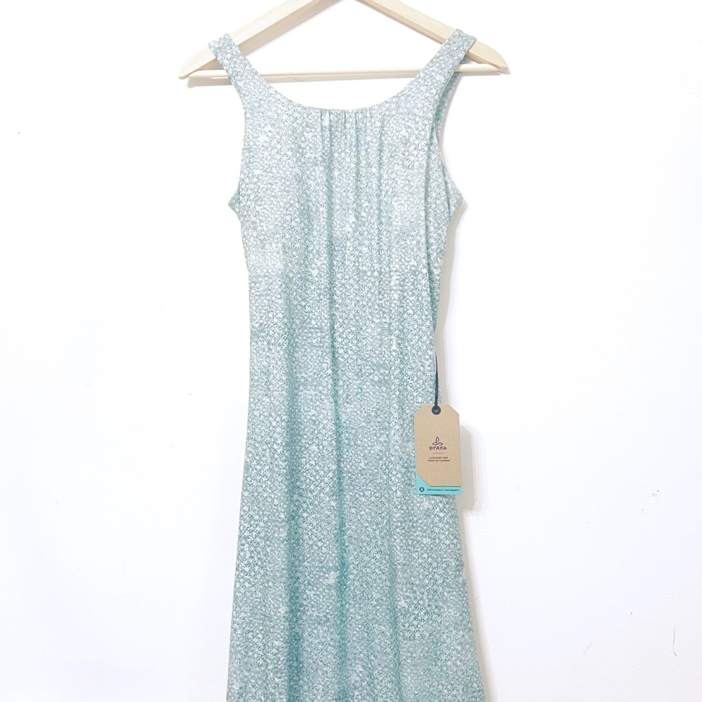 🤍PRANA Skypath Dress Sky Blue Green Halter cut out Backless Sundress - Picture 4 of 12